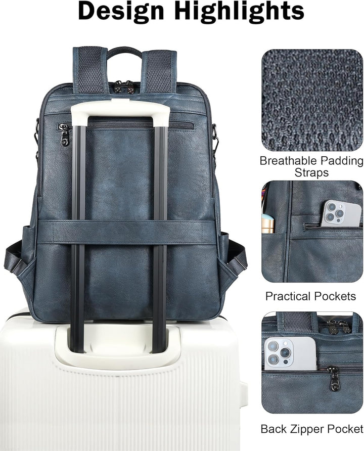 FADEON Mochila para computadora portátil para mujer, mochila de via...
