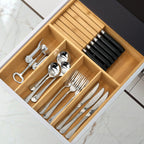 VaeFae Organizador de cajones de cubiertos de bambú, 5 ranuras, natural