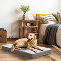 Cama ortopédica para perros grandes - Gran cama impermeable para jaula de perro con funda extraíble y lavable, soporte de espuma tipo caja de huevos, fondo antideslizante, colchón de lujo de felpa