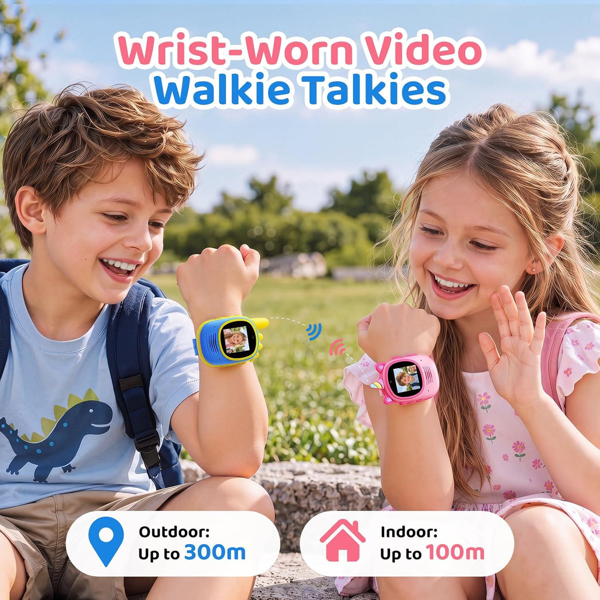 Walkie Talkies de video para niños, paquete de 2 walkie talkies para niños