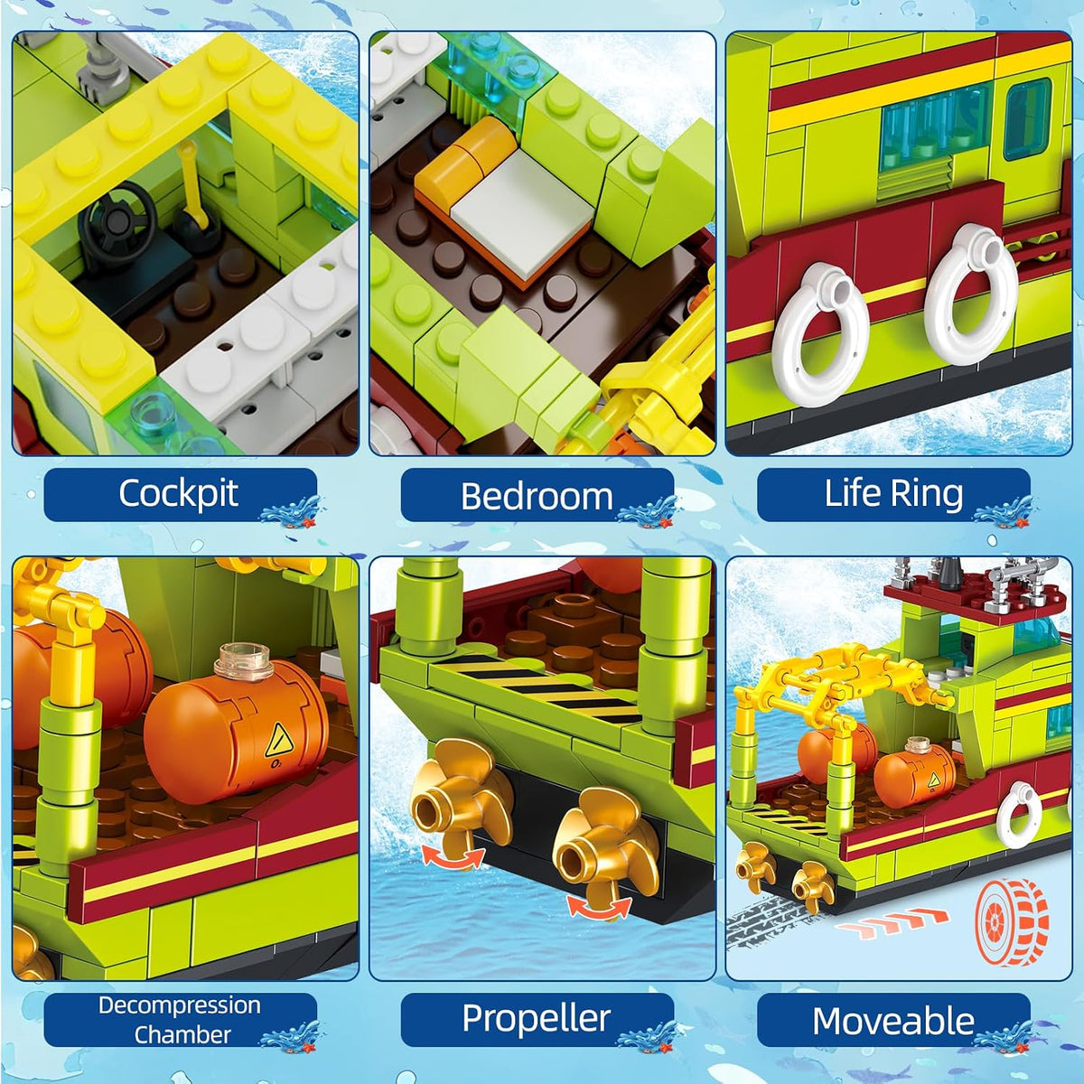 kiothdre Juego de construcción de dinosaurios Ocean Explorer 3 en 1 compatible con Dinosaur Park World, Barco Ciudad y Mosasaurus Spinosaurus Dino Toys con articulaciones móvil, juguetes para niños de 6 a 12 años