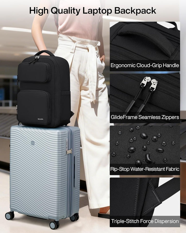 MILADA Mochila de viaje expandible de 28L a 39L, mochila de mano ap...