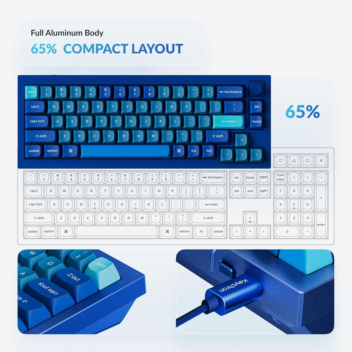 Q2 - Perilla de interruptor con retroiluminación RGB intercambiable, color azul