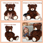 MorisMos Oso de peluche gigante de 3 a 36 pulgadas, oso de peluche grande marrón para novia y San Valentín, peluche grande para decoración de cumpleaños, Navidad, baby shower, marrón oscuro