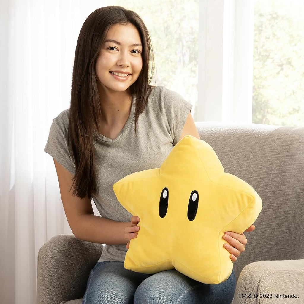 Club Mocchi Mocchi - Peluche de Super Mario - Peluche de Super Estrella - Juguetes y peluches coleccionables blanditos de Mario - 15 pulgadas
