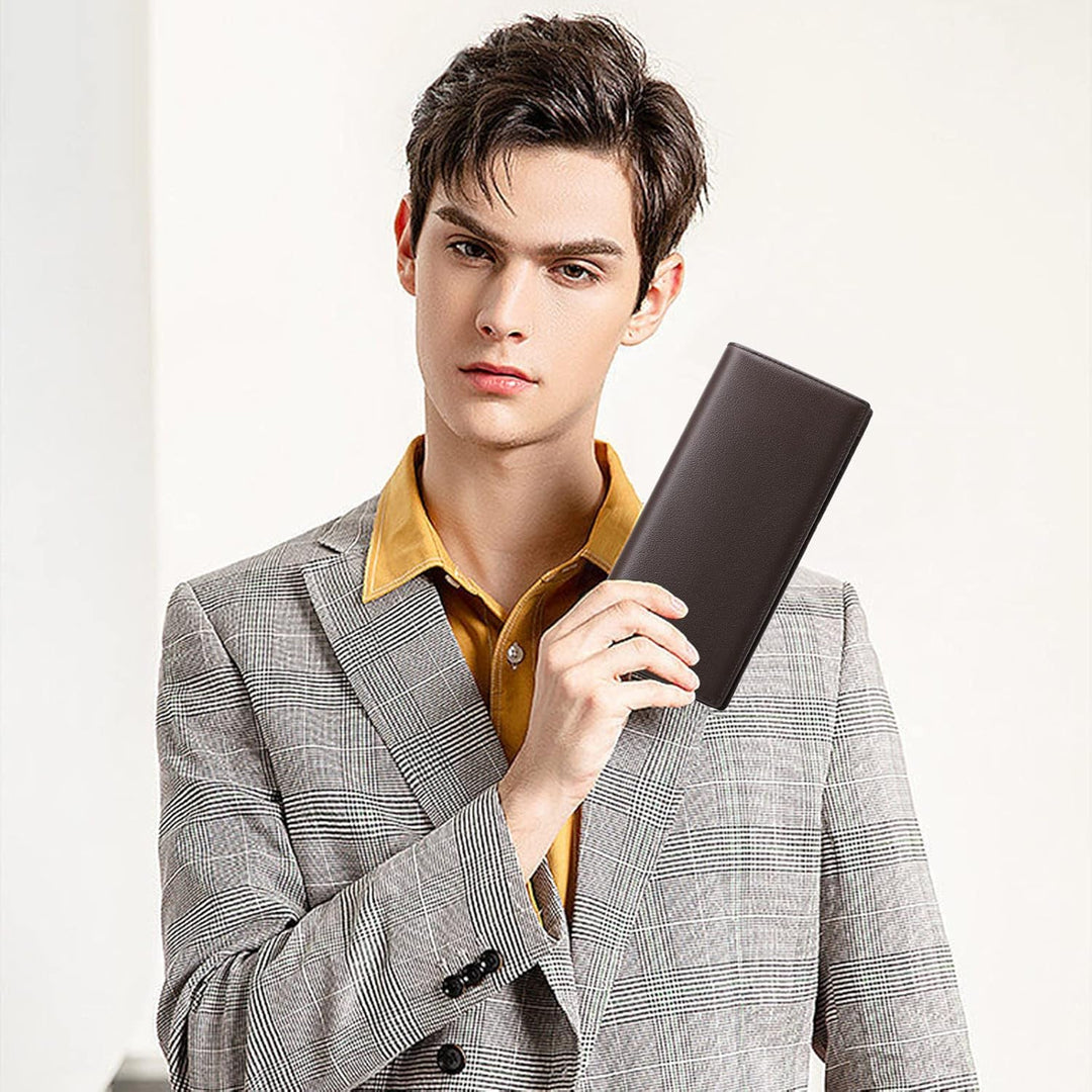 FALAN MULE Cartera para hombres de cuero genuino con bloqueo RFID,...