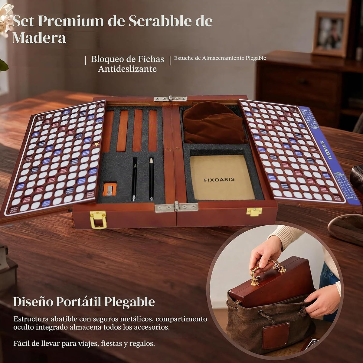 Madera maciza: juego de mesa de crucigrama edición de viaje de lujo, viaje