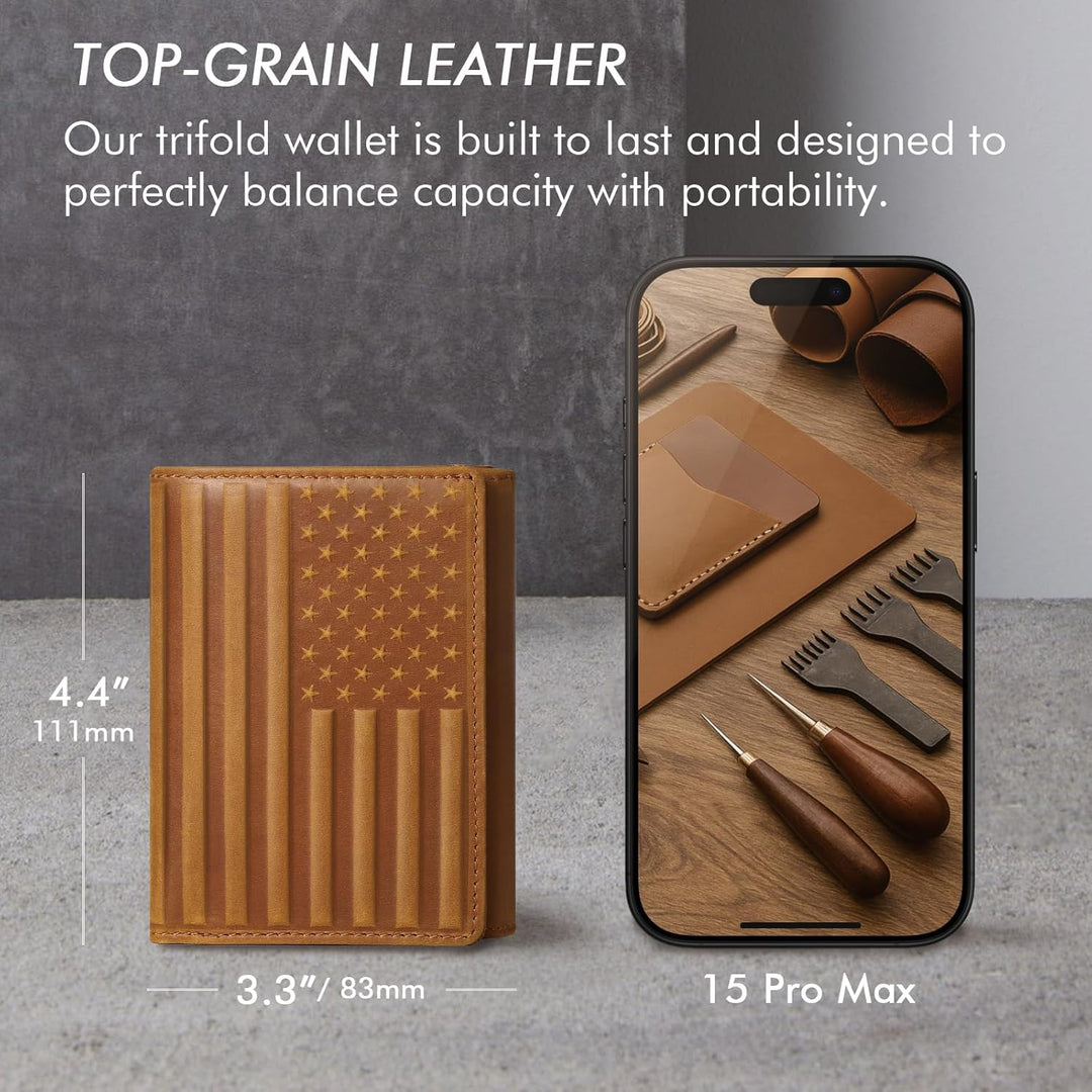 Pefiam Billetera de cuero triple para hombre con bloqueo RFID, cart...