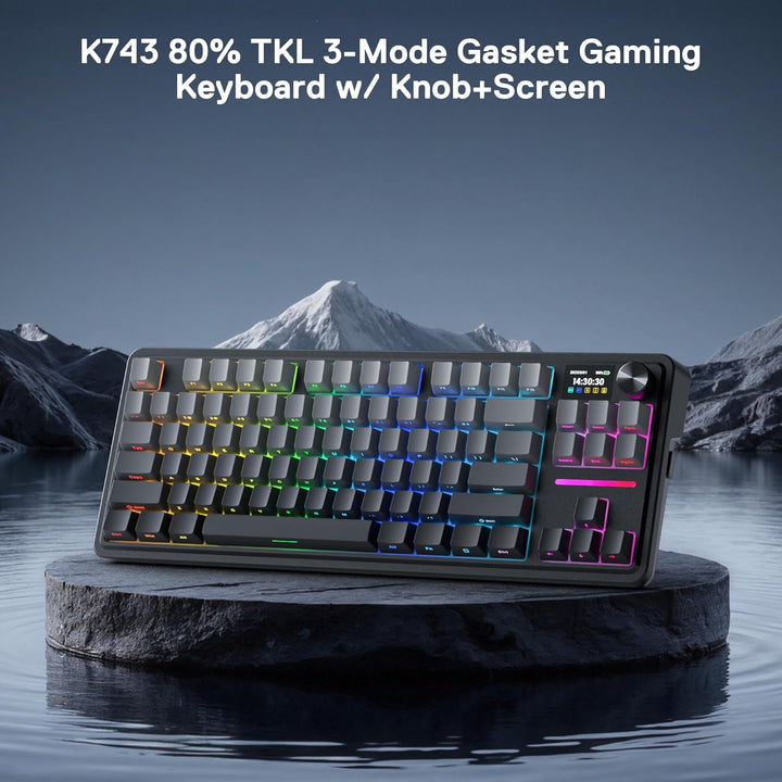 Redragon K743 PRO GB Teclado Gaming RGB 80% Gasket con Pantalla TFT...
