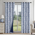 FMFUNCTEX Cortinas florales opacas azules para dormitorio, 84 pulgadas, 2