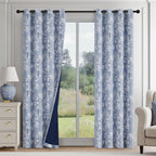 FMFUNCTEX Cortinas florales opacas azules para dormitorio, 84 pulgadas, 2