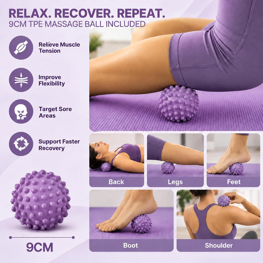 Tapete de yoga extra grueso, antideslizante de 0.591 in NBR, 72 x 24 pulgadas, viene con bola de masaje TPE y cronómetro digital, alfombrilla de entrenamiento para ejercicio en casa, fitness, pilates