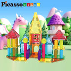 PicassoTiles 82 piezas de palos magnéticos y azulejos magnéticos de construcción de bloques de construcción para niños pequeños, bolas magnéticas de juguete de aprendizaje STEM y más de 3 años para niños y niñas de educación temprana