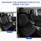 Skechers Fundas de asiento de automóvil de espuma viscoelástica, fundas de asiento grueso de tela fresca al tacto, compatibles con bolsas de aire, protección cómoda automotriz para la mayoría de