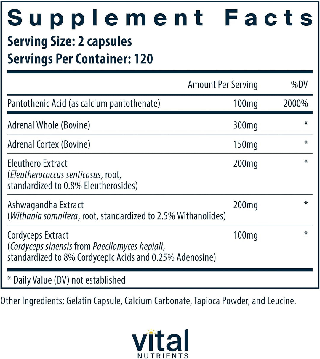 Vital Nutrients Apoyo suprarrenal - Suplementos de apoyo suprarrena...