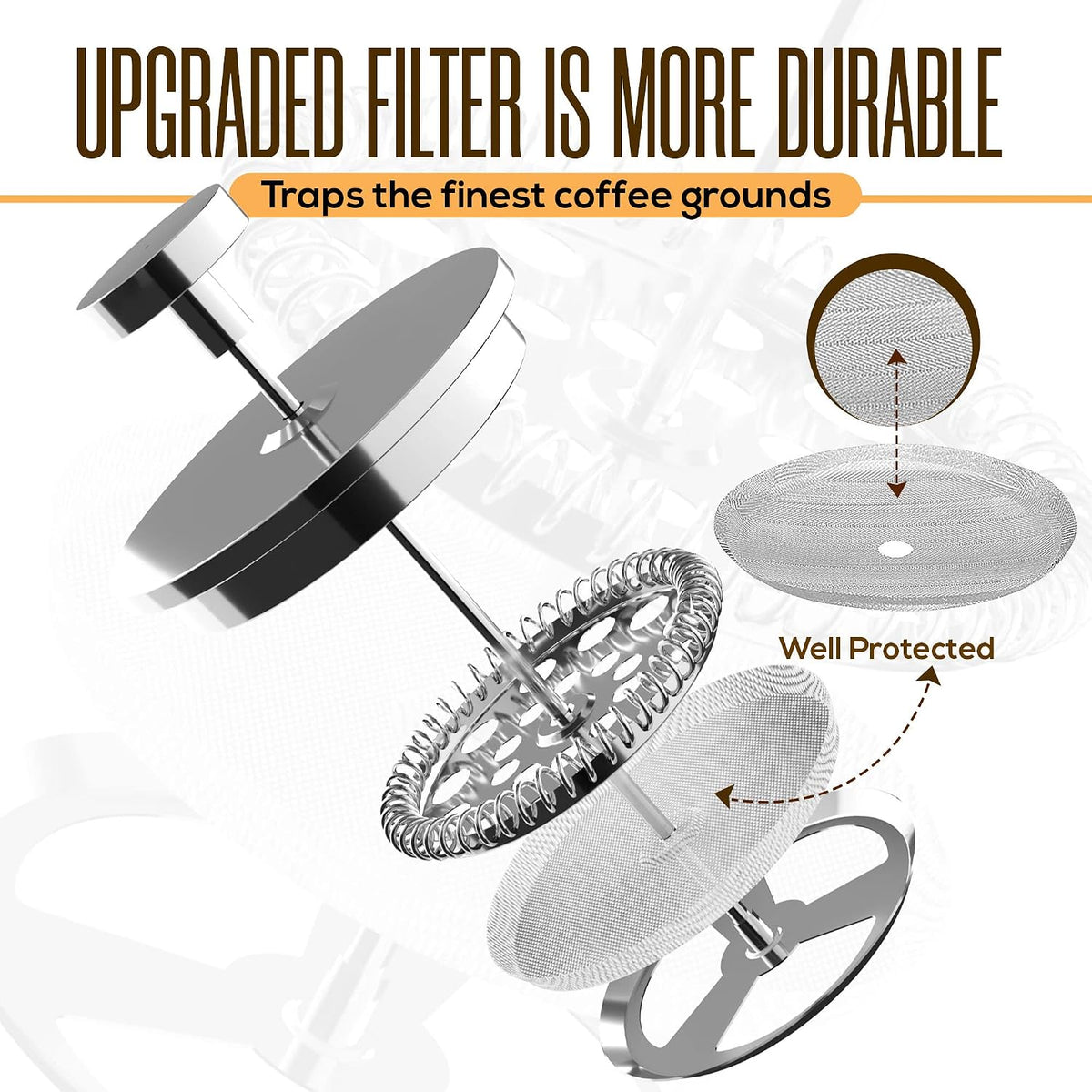 Cafetera francesa - para café espresso y té - por Utopia Kitchen, Acero inoxidable