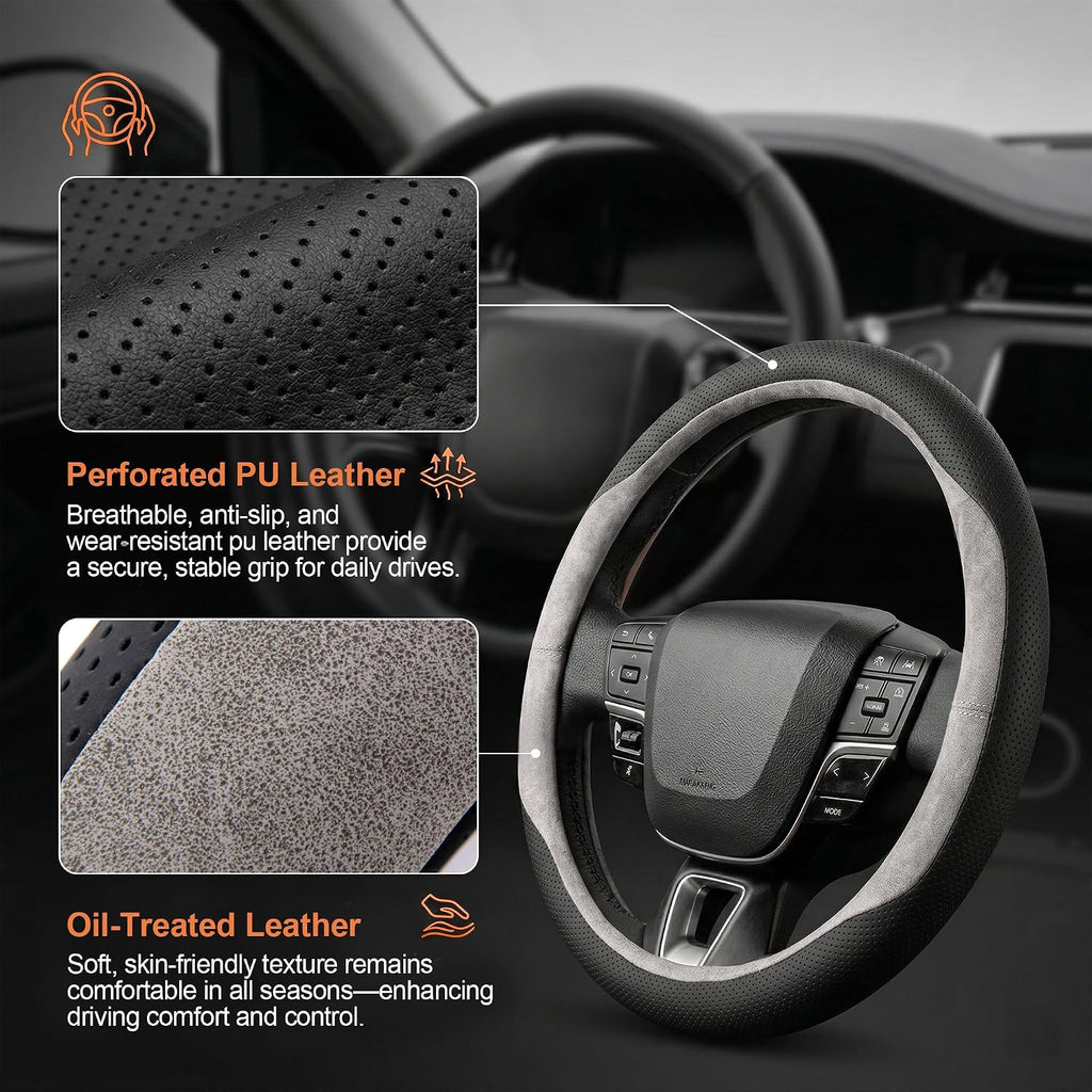 West Llama Funda personalizada para volante de automóvil para Chevy Silverado 1500, 2500, 3500, 14.5-15 pulgadas (gris - tamaño estándar)
