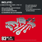 CRAFTSMAN Juego de herramientas para mecánicos, 83 piezas de herramientas de mano y juego de llaves de vaso SAE/métrico (CMMT12121)
