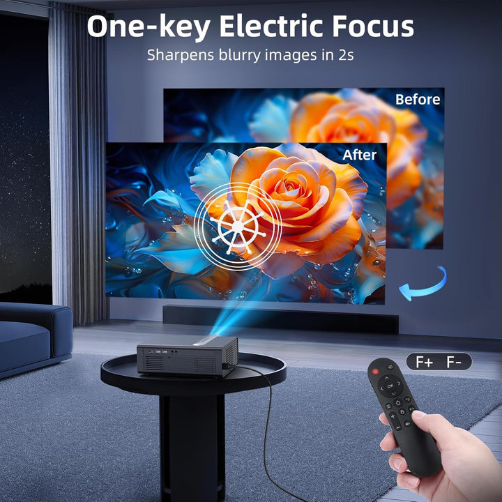 Proyector [Enfoque Eléctrico\/Auto Keystone] con WiFi y Bluetooth,...
