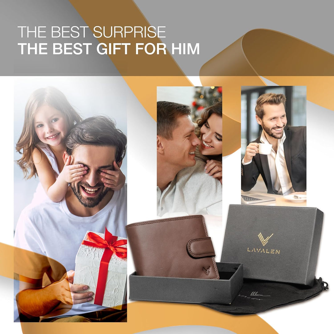 Lavalen Cartera de cuero suave para hombre - Billeteras de cuero pl...