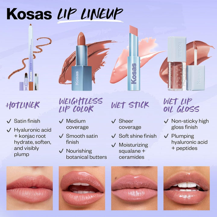 Kosas Wet Lip Oil Gloss - Tratamiento hidratante para dar volumen a...