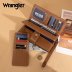 Wrangler - Carteras de pulsera para mujer con bloqueo RFID, carteras plegables, Marrón, Sencillo