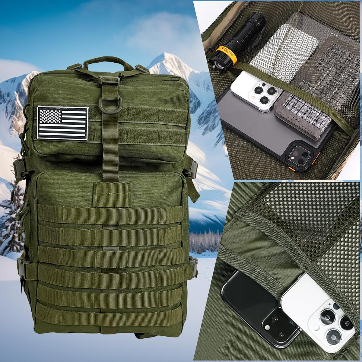 Oraynn Mochila táctica militar grande de 50L Molle, paquete de asal...