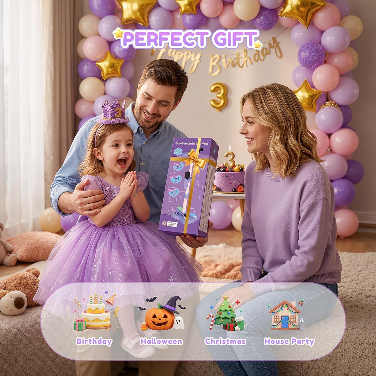 Máquina de karaoke con soporte para niños, micrófono de karaoke recargable con luz de discoteca y 2 micrófonos inalámbricos, juguetes de canto de Navidad, regalos de cumpleaños para niñas de 3, 4, 5