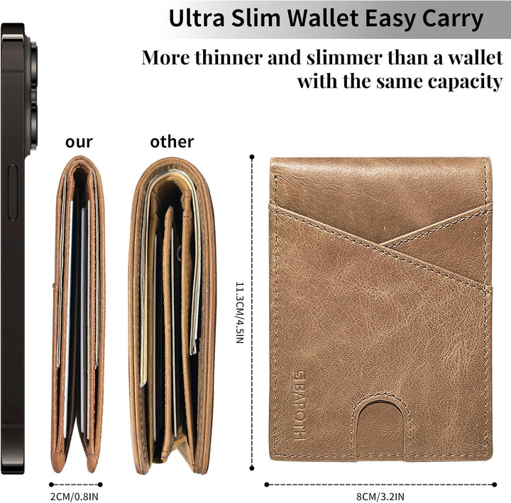 BAPOTH Billeteras de cuero genuino para hombre, billetera plegable...