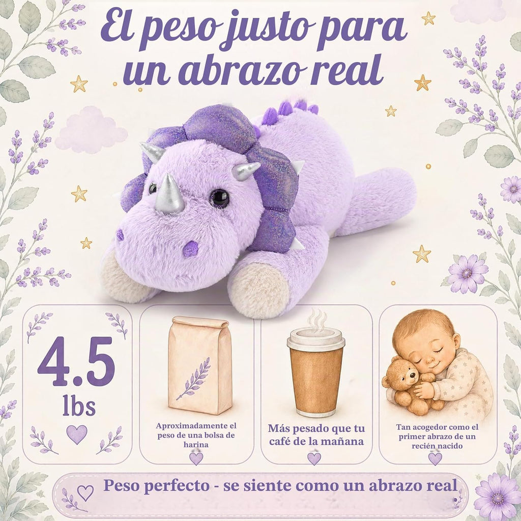 gnomantic Animales de peluche con peso de dinosaurio, almohada de felpa