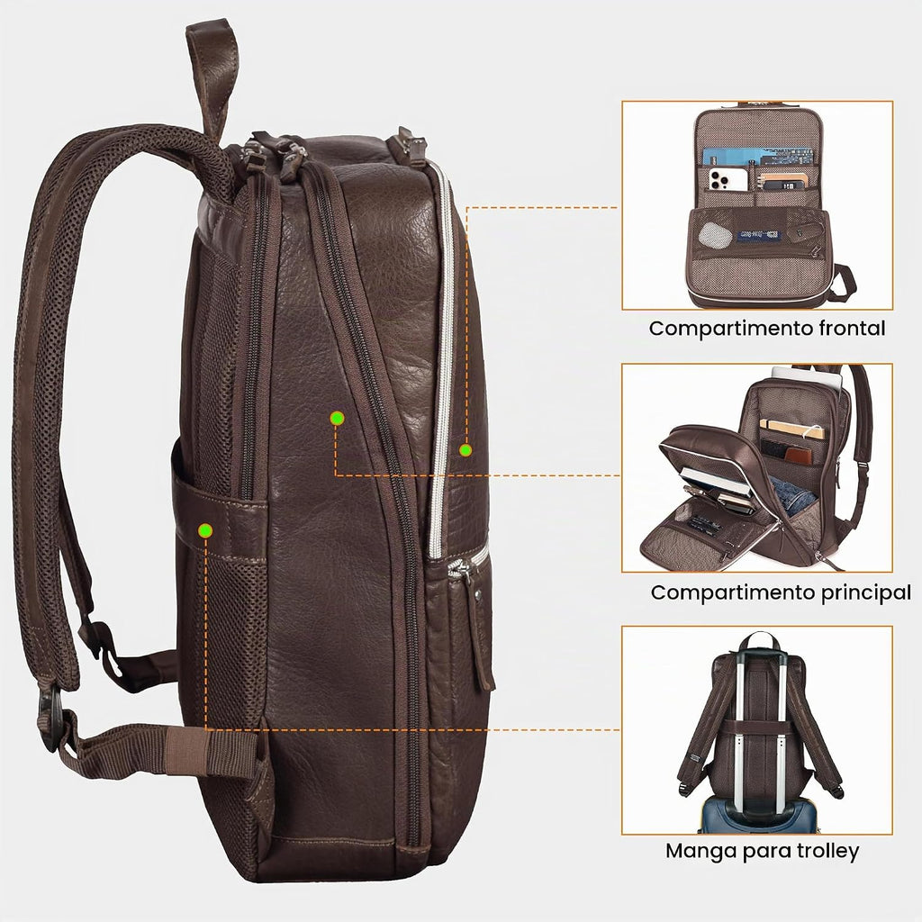 LEATHER VILLAGE Mochila de cuero para computadora portátil para hombres con