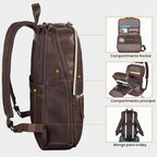 LEATHER VILLAGE Mochila de cuero para computadora portátil para hombres con