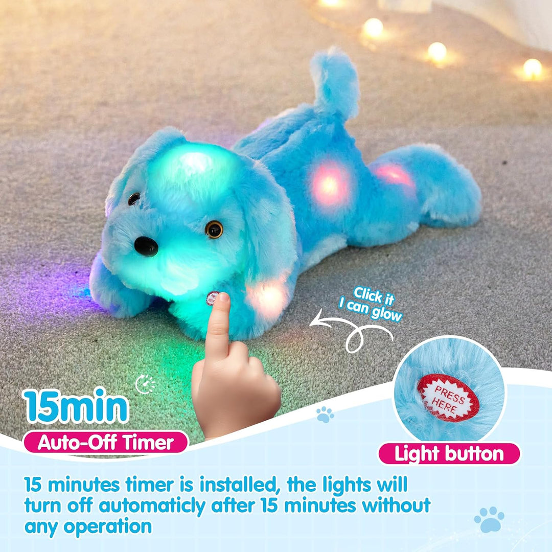 Perrito de peluche con luz LED para ver por la noche, 20 pulgadas,...