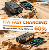 Cargador solar de 20000 mAh, cargador portátil integrado con 4 cabl...