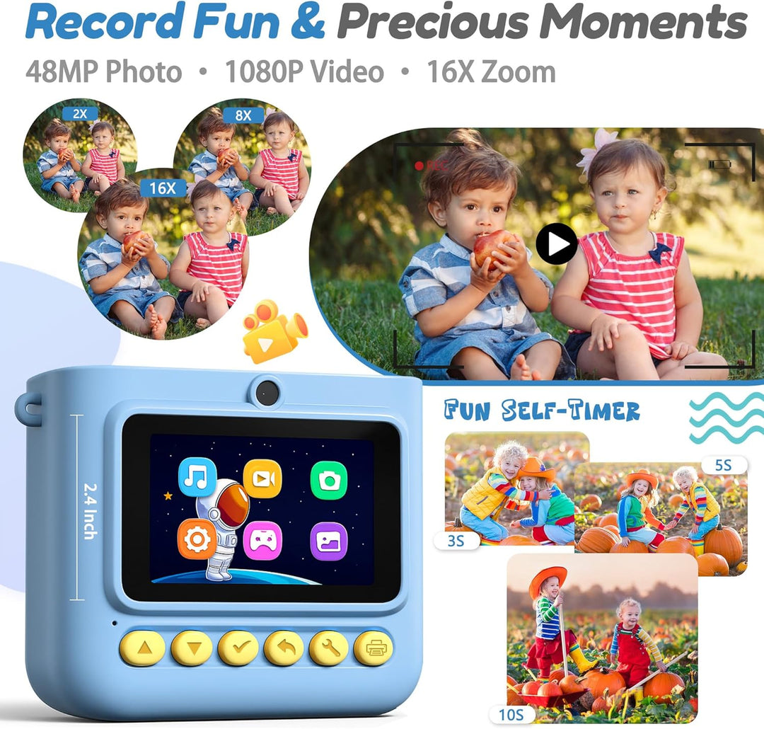 ROHSCE Cámara de impresión instantánea para niños, cámara digital H...