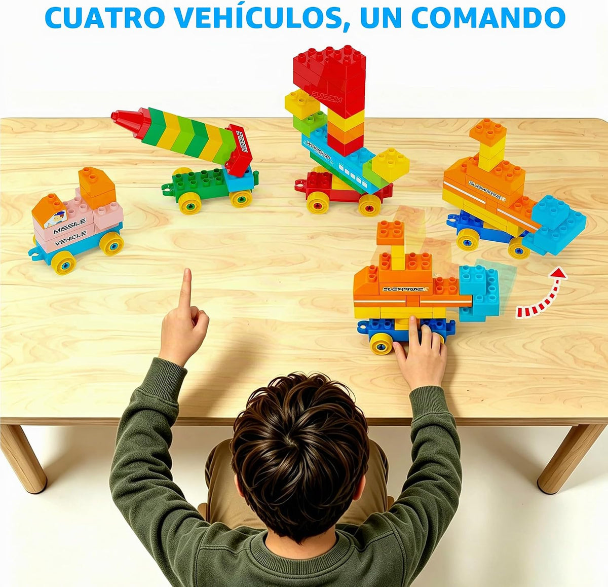 Bloques de construcción para niños de 3 a 8 años | Juguete con 4 camiones | Set educativo STEM para niños y niñas | Creaciones infinitas | Regalo de cumpleaños de Navidad (transporte militar)