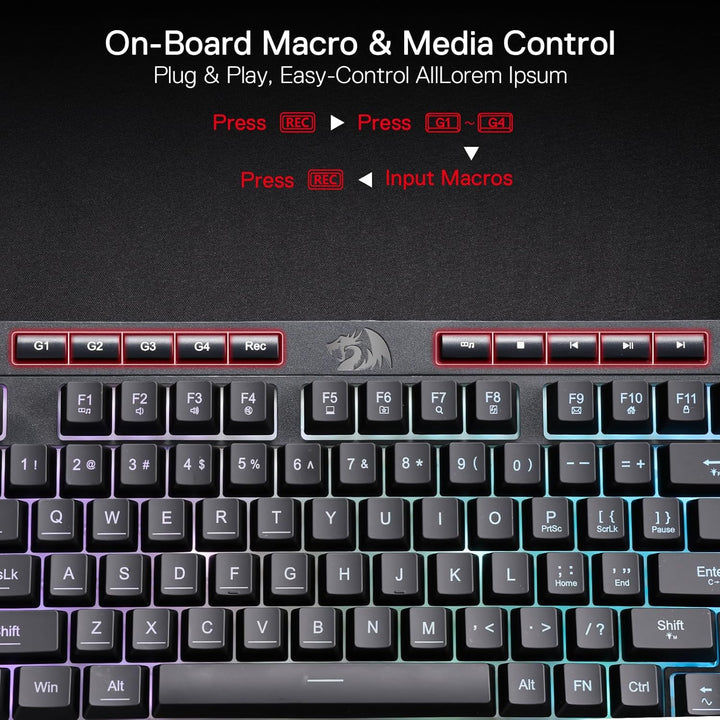 Redragon K515 Shiva - Teclado con cable para juegos RGB de membrana...