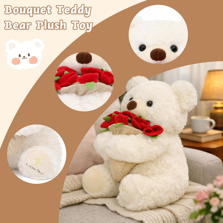 Ramo de peluche de oso de peluche, ramo de peluche de rosas, sombre...