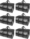 BALEINE Paquete de 6 bolsas de mudanza de gran tamaño con asas reforzadas, bolsa de almacenamiento resistente para ropa, suministros de mudanza (negro, paquete de 6)