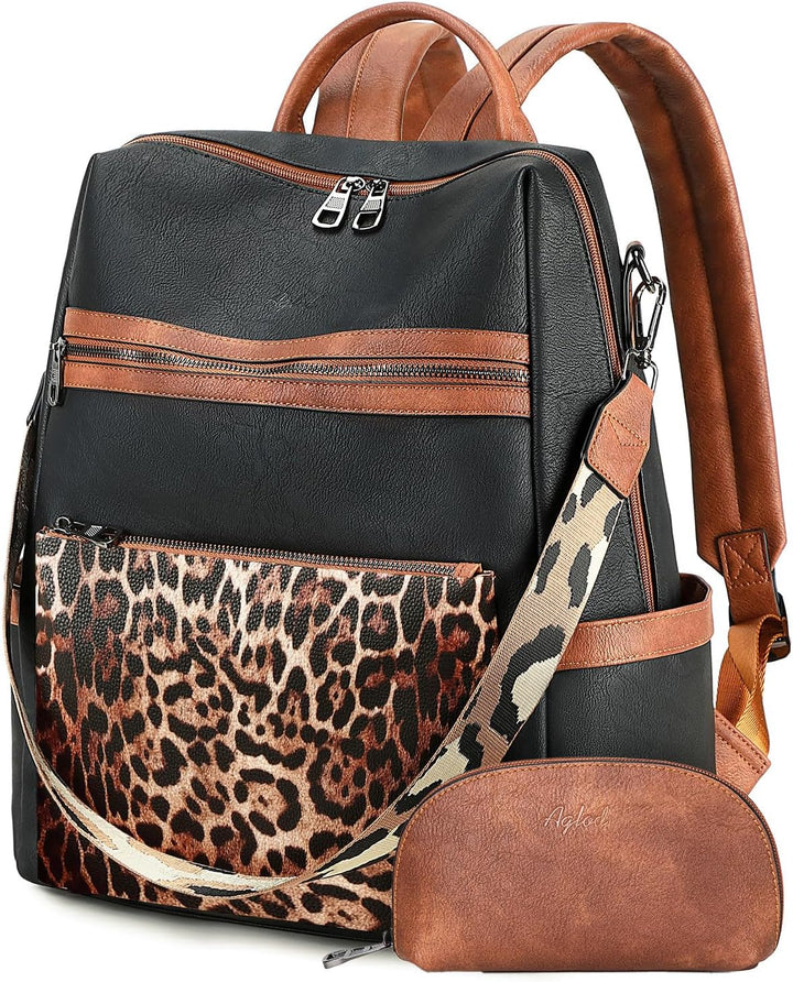 Mochila de cuero vegano AGLOD para laptop de 15.6 pulgadas para muj...