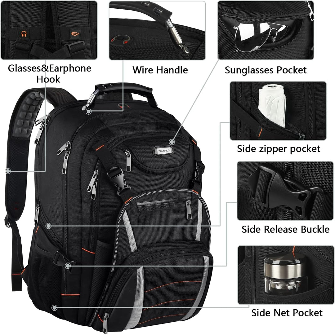 YALIXIAN Mochila para laptop de 18.4 pulgadas, mochila de viaje ext...