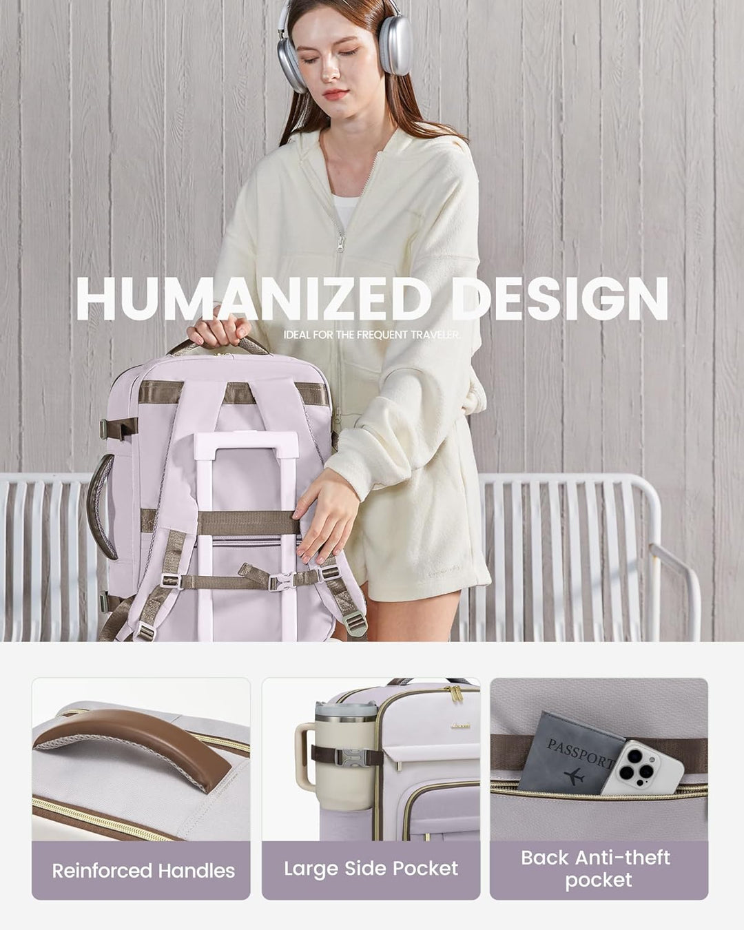 LOVEVOOK Mochila de viaje para mujeres y hombres, mochila de mano y...