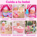 Juego de cochecito de muñeca de bebé, juguetes para niñas y niños