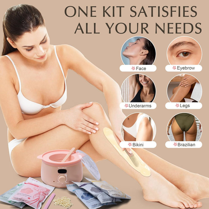 KOTAMU Calentador de cera, kit de depilación para mujeres y hombres...