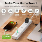 Regleta de alimentación WiFi inteligente, protector de sobretensiones con múltiples salidas de CA, control remoto WiFi, toma inteligente compatible con Alexa Google Home, función de temporizador