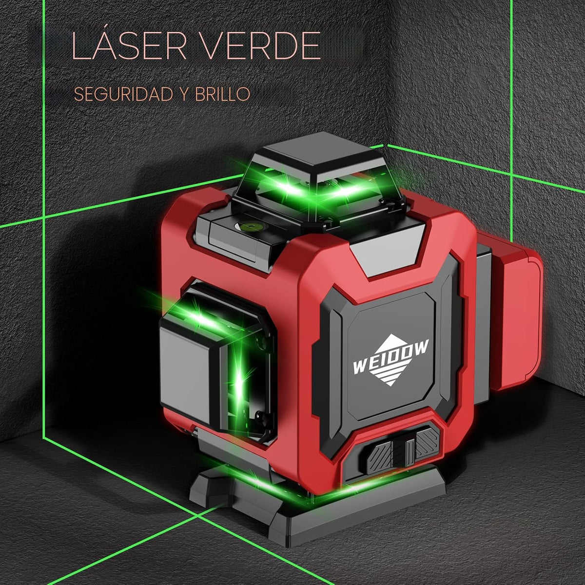 WEIDDW Nivel láser 360 ° Línea cruzada verde herramienta de medición láser autonivelante