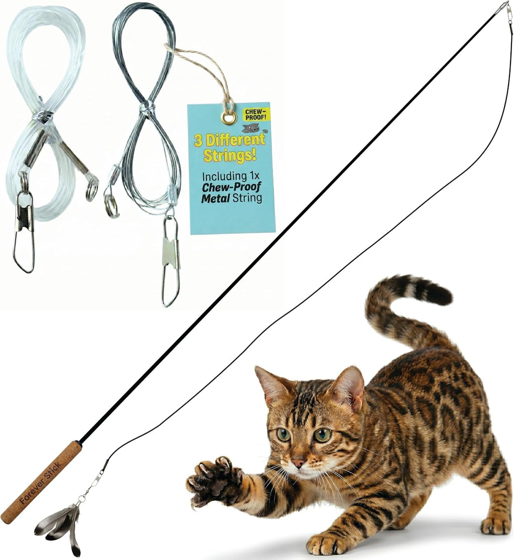 Forever Stick - Varita de juguete para gatos, 3 cuerdas, alambre
