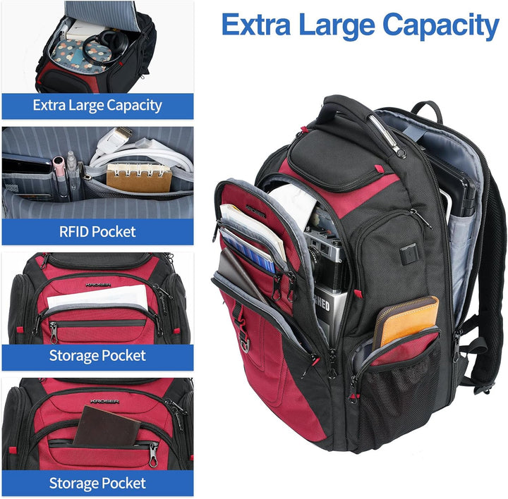 KROSER Friendly Mochila de viaje para laptop de 17.3 pulgadas, XXXL...