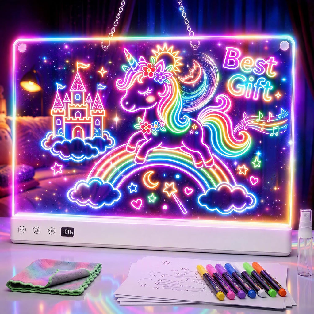 Tablero de dibujo LED recargable para niños, regalo de cumpleaños y Navidad