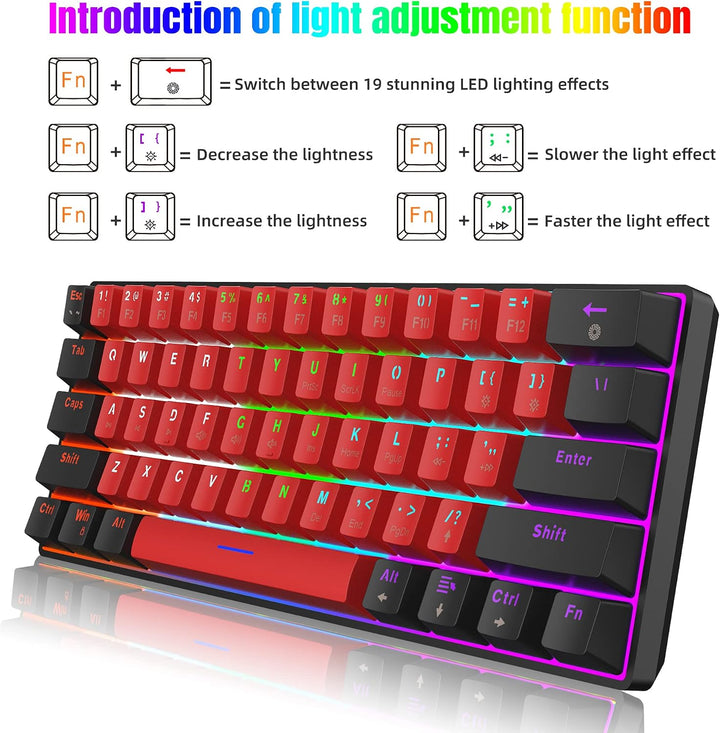 Snpurdiri Teclado Mecánico con Cable al 60%, Mini Teclado para Jueg...
